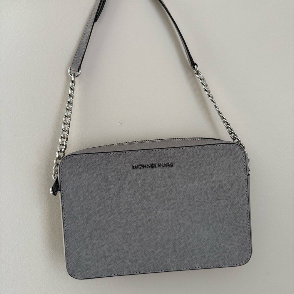 Michael Kors Silver Leather Crossbody Bag